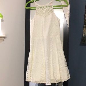 High neck white dress